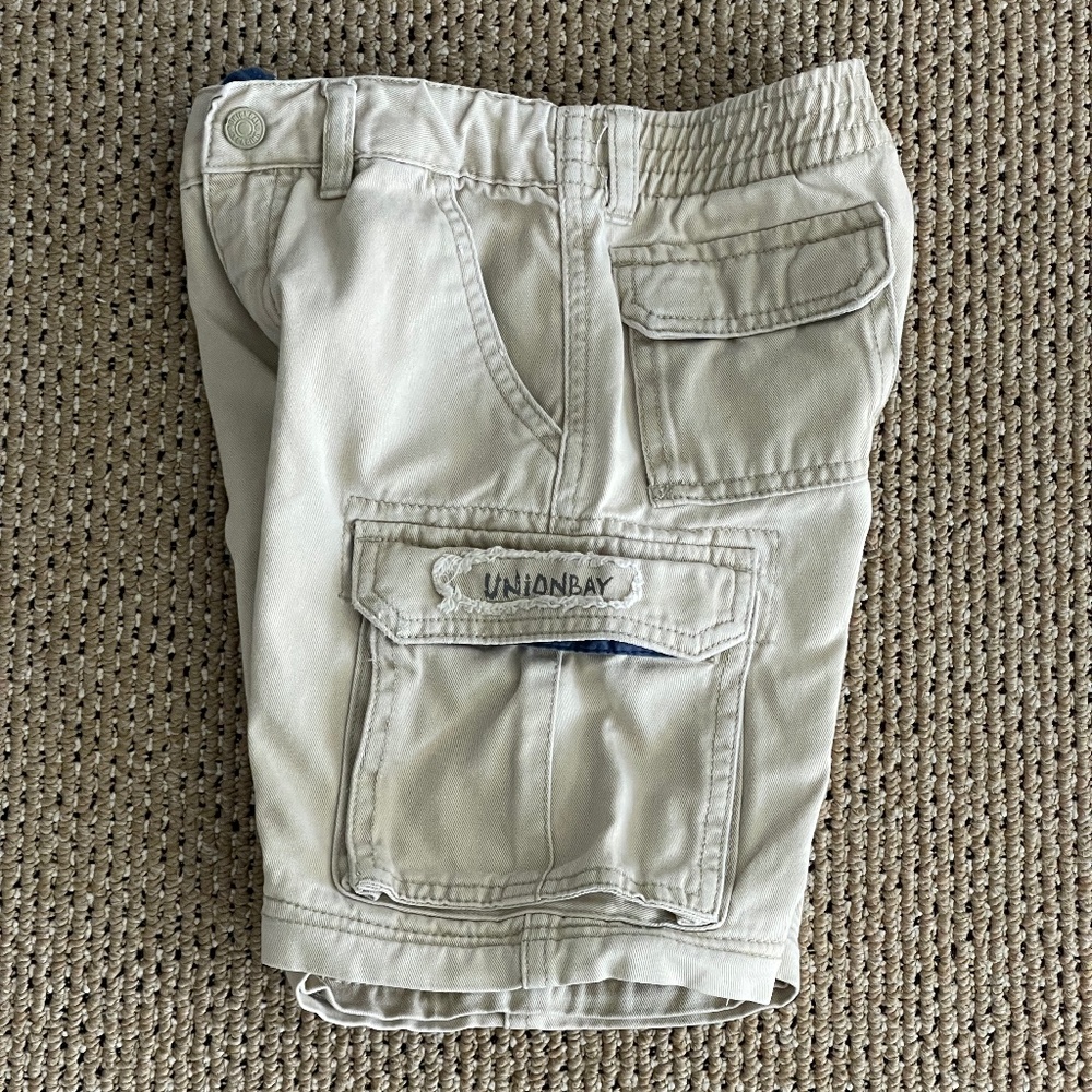 UNION BAY 100% Cotton Cargo Shorts Beige Sz 5 Boys